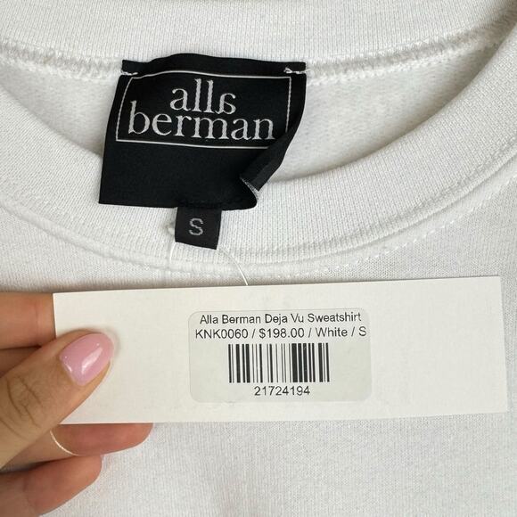 Alla Berman Womens NWT White Multicolor Deja Vu Printed Crewneck Sweatshirt - Picture 4 of 11